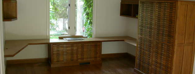 White Oak desk and Printer's cabinets
